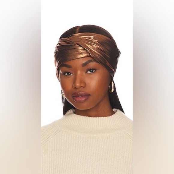 Eugenia Kim Azra Twisted Metallic Twill Bronze Turban Headband